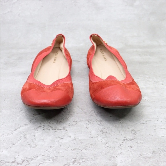 Cole Haan ELBRIDGE Womens Size 8.5 B US Red Suede Leather Cap Toe Ballet Flats - Picture 4 of 12